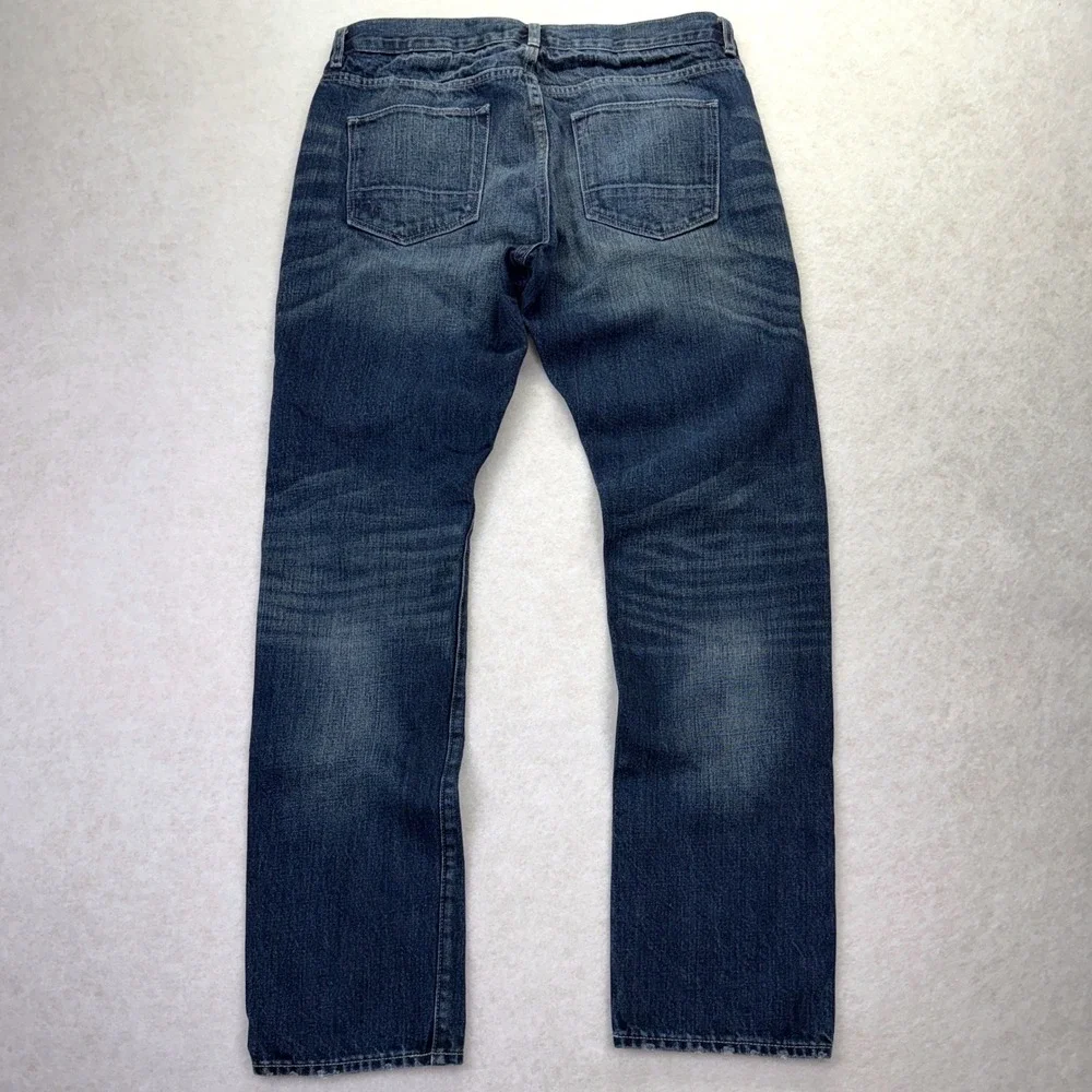 Banana Republic Heritage Straight Leg Jeans 34 Button Fly Fade Blue Denm